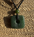 Canadian Jade Textured Square Pendant - 20mm - 3085-1