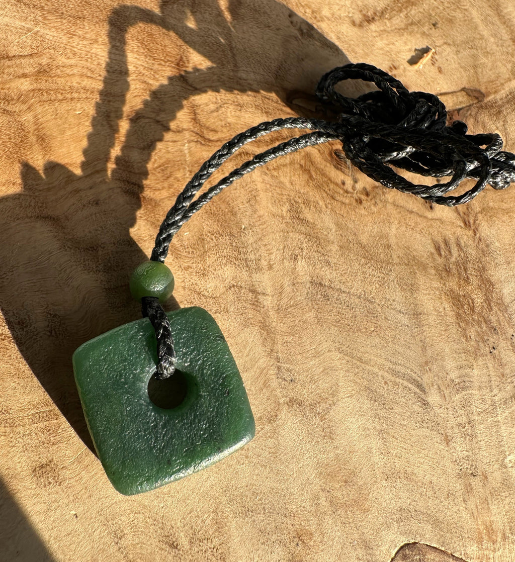 Canadian Jade Textured Square Pendant - 20mm - 3085-1
