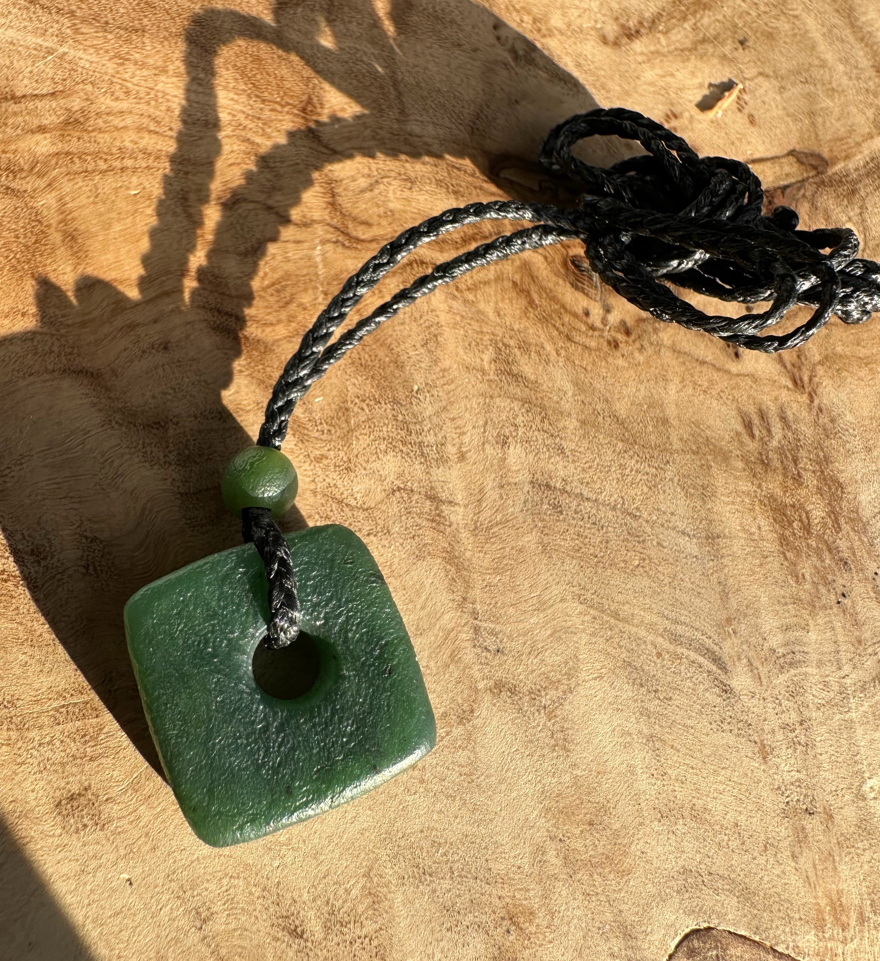 Canadian Jade Textured Square Pendant - 20mm - 3085-1
