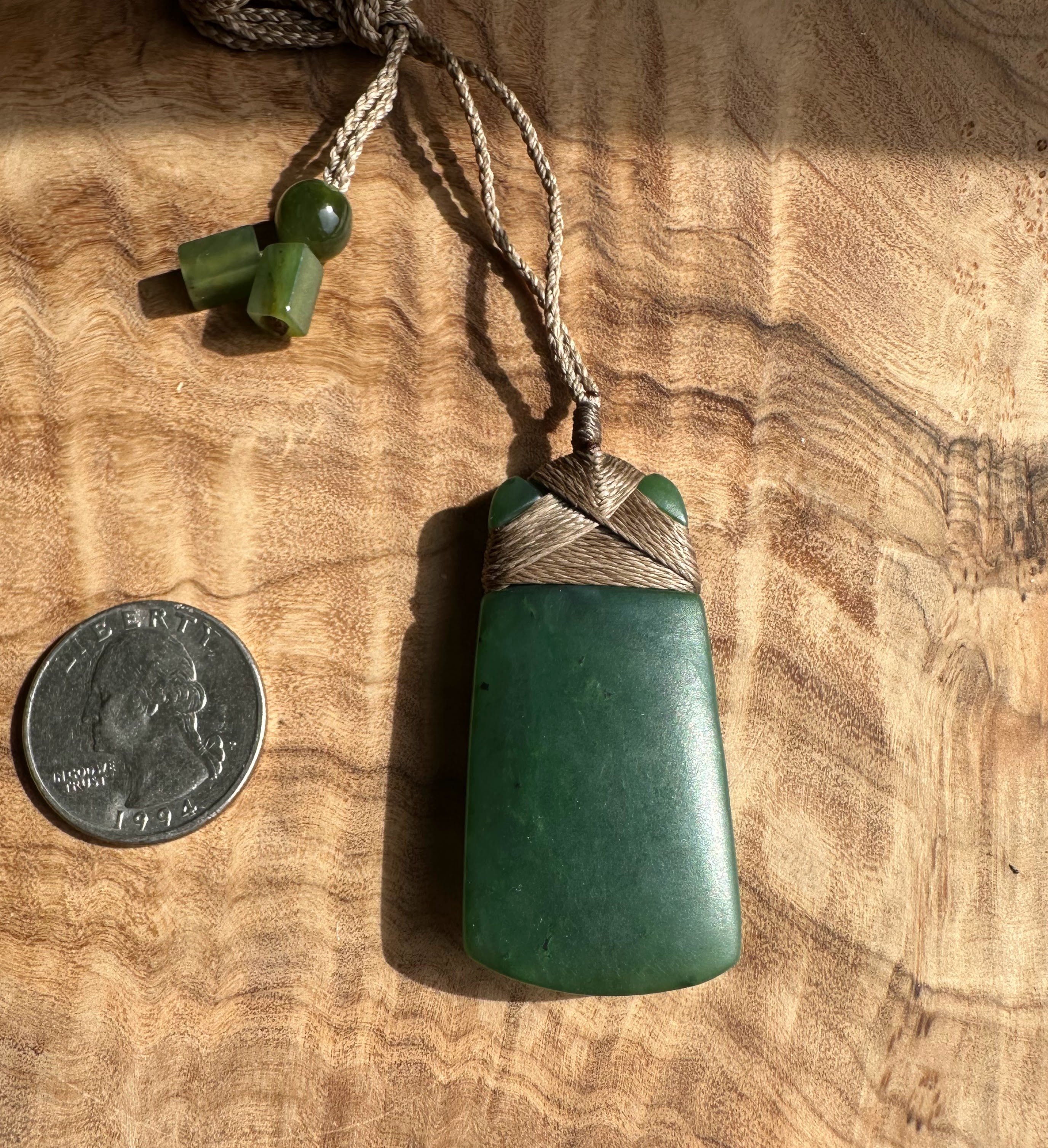Dark Green Jade Pendant, 50mm