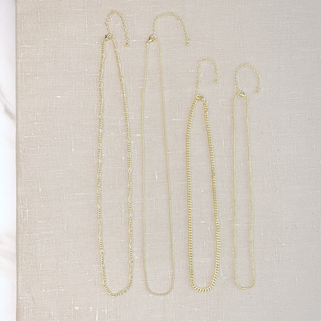 Gold Multi Chain Necklaces 4pc Set
