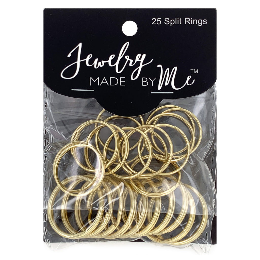 Gold Tone Split Rings, Two Sizes, Pack of 25