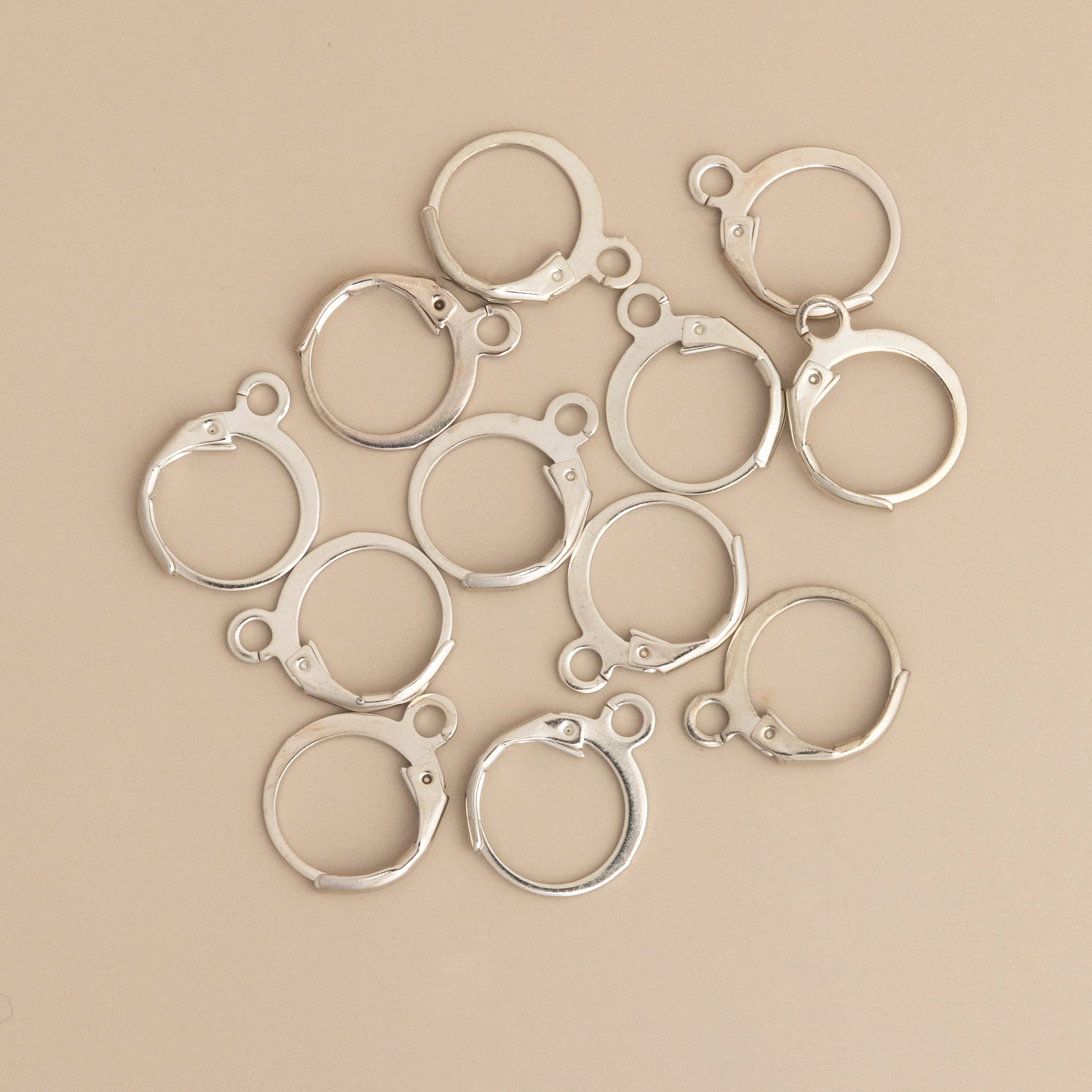 12mm Small Hinged Silver Huggie Hoops Findings 12 Pack
