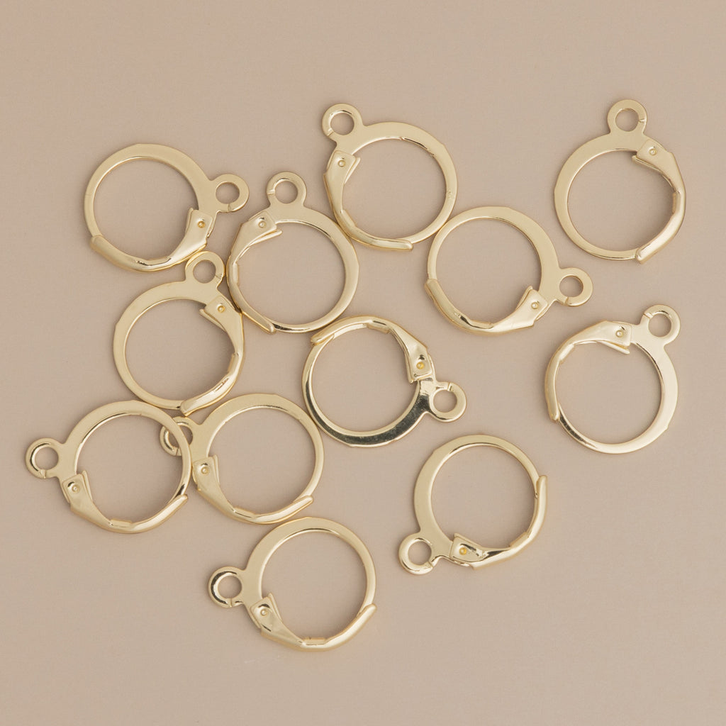 Gold Huggie Hoops 12mm Hinged  Earring Findings