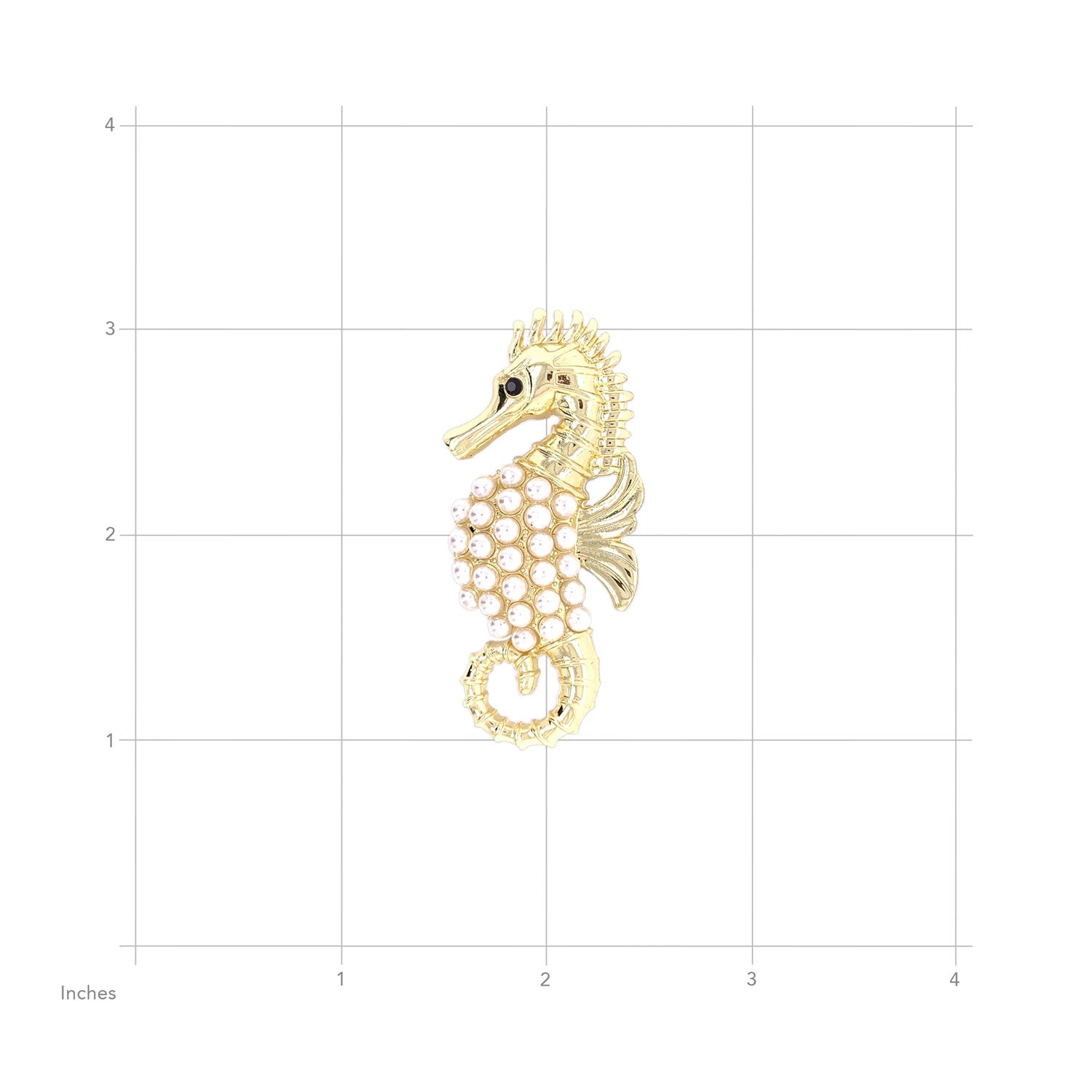 Seahorse and Pearls Gold Brooch