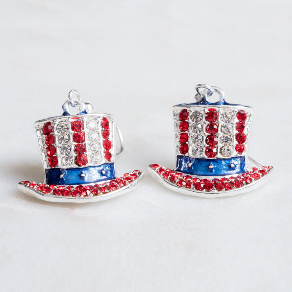 American Flag Top Hat Earrings