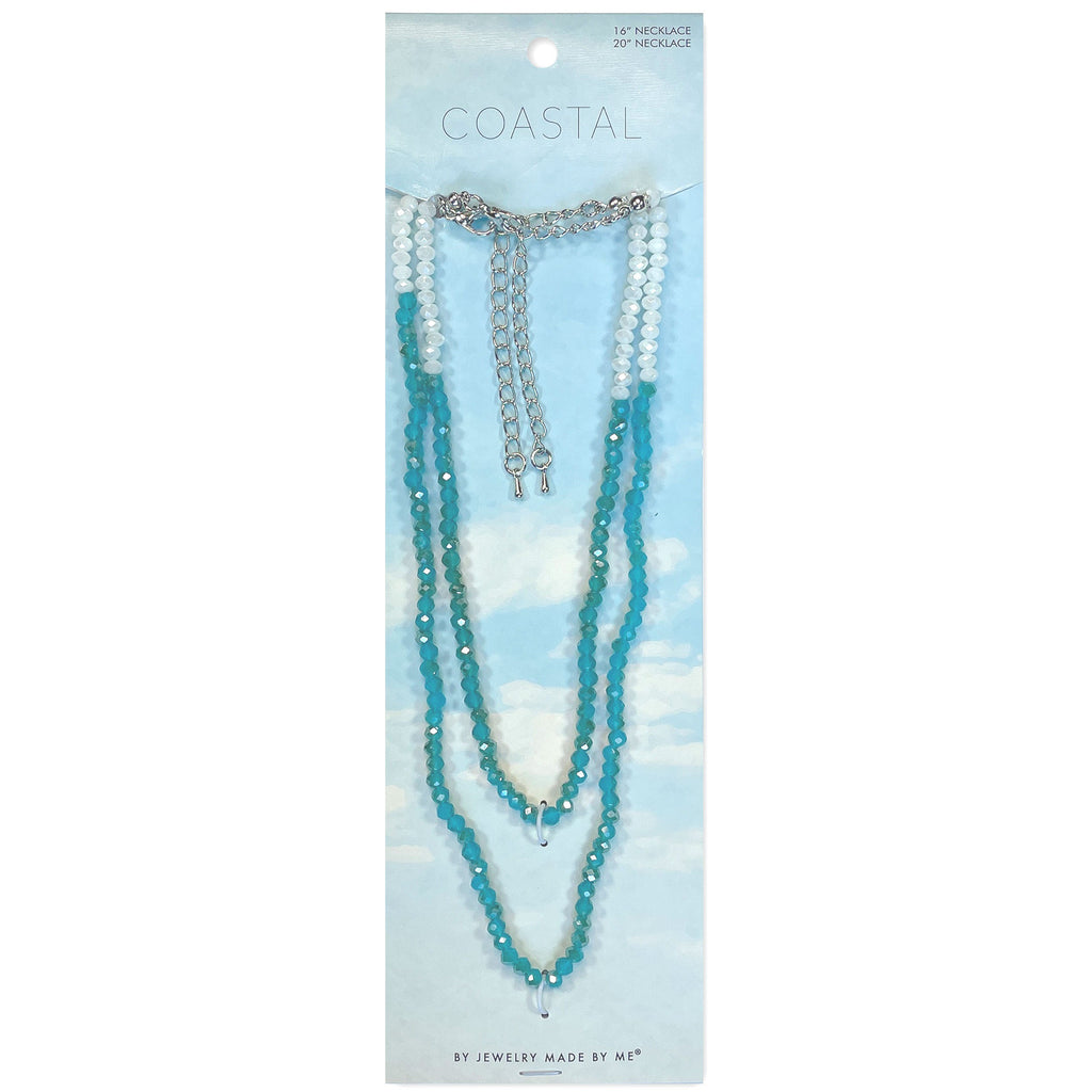 Moonstone and Apatite Glass Two Tone Necklaces 2pc Set