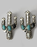 Silver Cactus with Stones Earrings Coastal Cowgirl