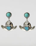 Silver and Turquoise Cowboy Hat Earrings Coastal Cowgirl