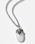 Moon Bezel Semiprecious Quartz Pendant on 28" Necklace Chain
