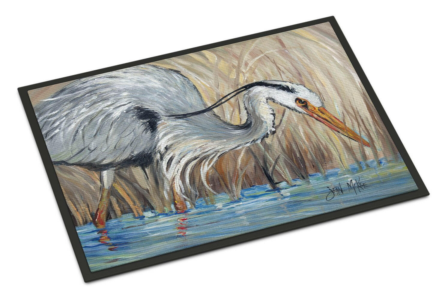 Blue Heron in the reeds Doormat Indoor Outdoor 18H X 27W Front Door Mat Rugs for Entryway, Non Slip Washable