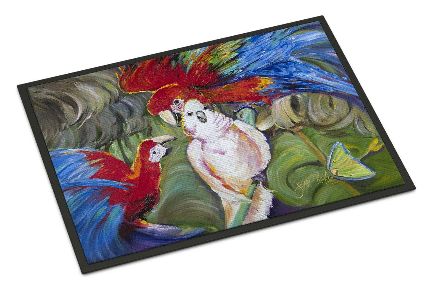 Menage-a-trois Parrots Doormat Indoor Outdoor 18H X 27W Front Door Mat Rugs for Entryway, Non Slip Washable
