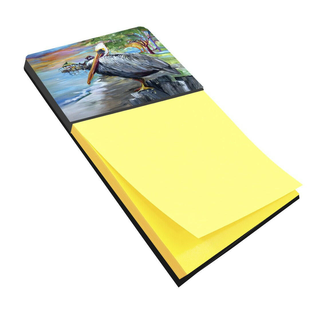 Pelican view Watercolor Sticky Note Holder Refillable Dispenser Desk Accessory 3x3 Pad Gift