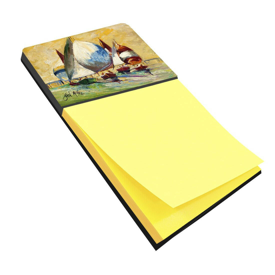 Bimini Sails Sailboat Watercolor Sticky Note Holder Refillable Dispenser Desk Accessory 3x3 Pad Gift