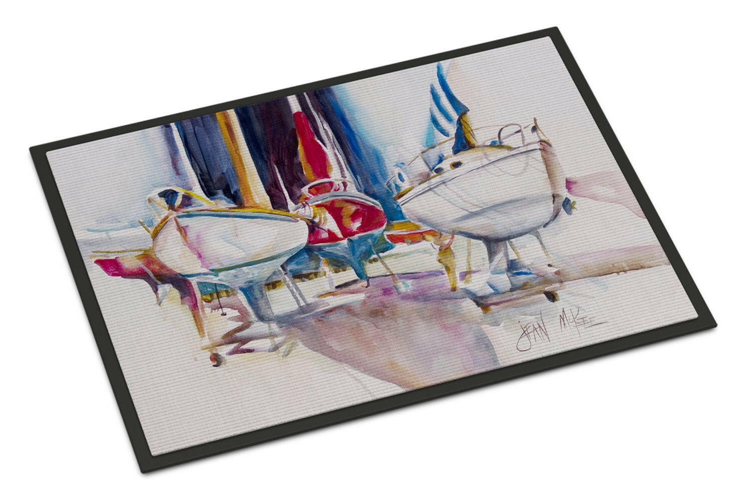 Sailboats in Dry Dock Doormat Indoor Outdoor 18H X 27W Front Door Mat Rugs for Entryway, Non Slip Washable