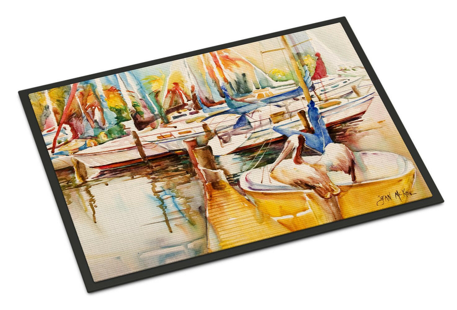 Sailboat  with Pelican Golden Days Doormat Indoor Outdoor 18H X 27W Front Door Mat Rugs for Entryway, Non Slip Washable