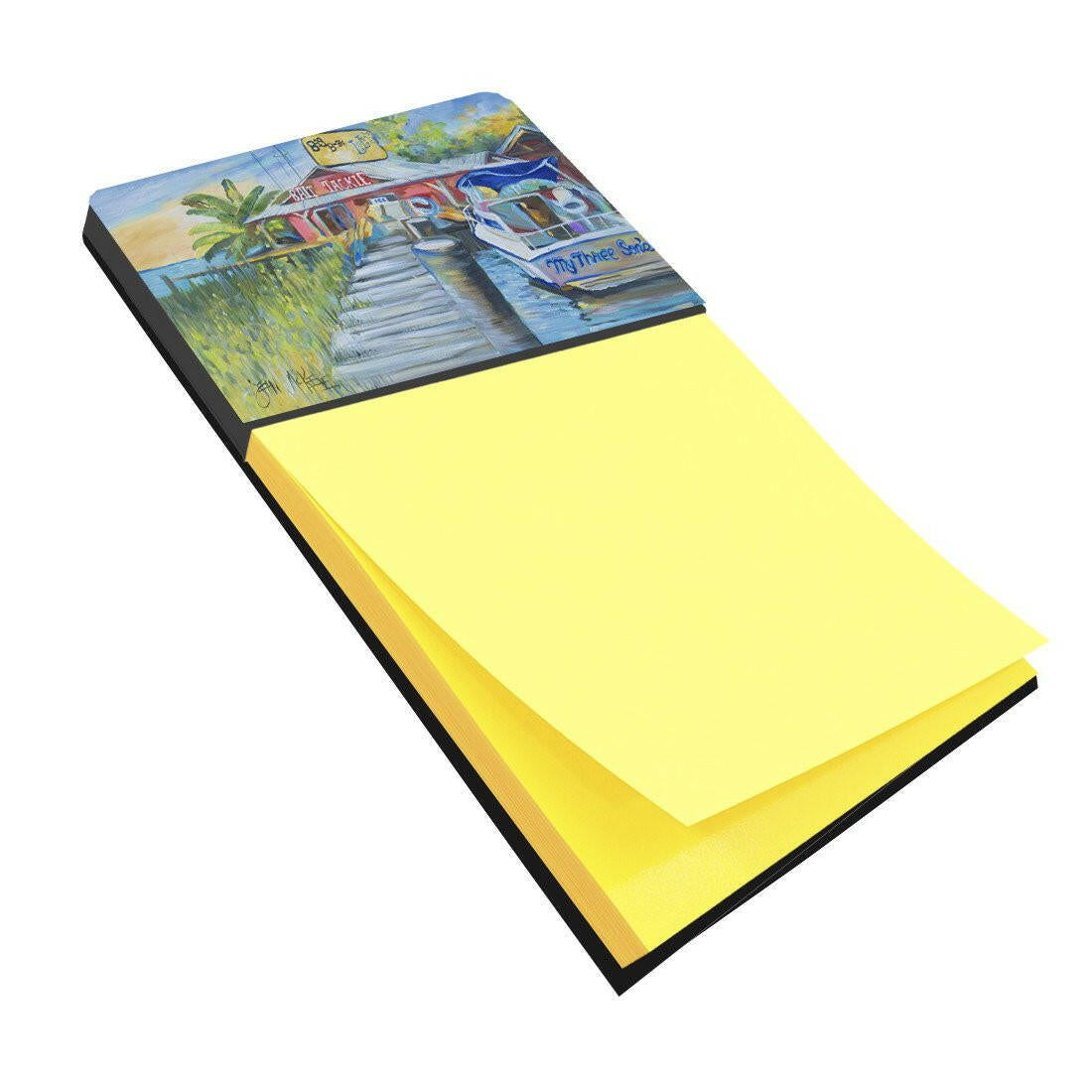 Deep Sea Fishing Boat at LuLu's Watercolor Sticky Note Holder Refillable Dispenser Desk Accessory 3x3 Pad Gift