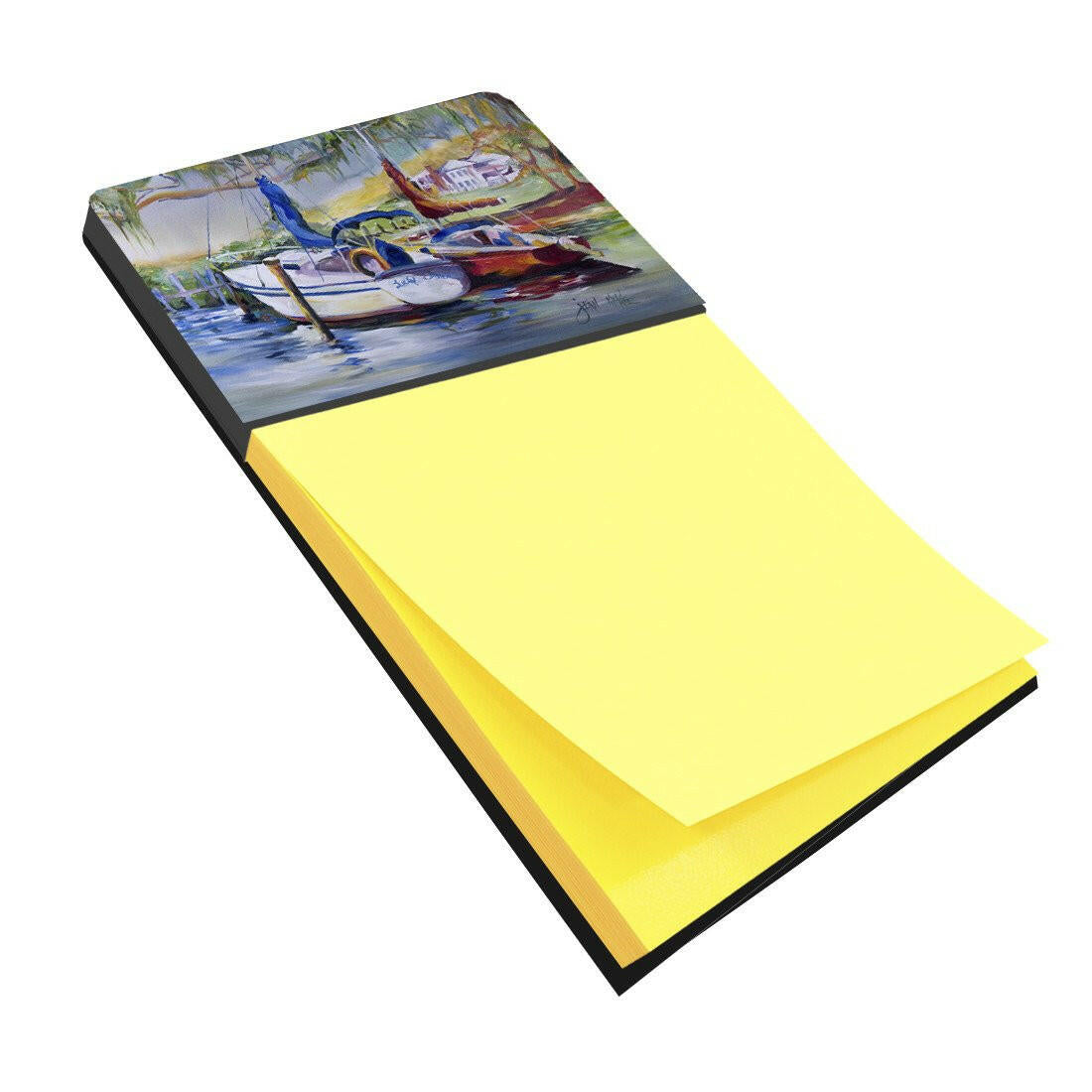 Lucky Dream Sailboat Watercolor Sticky Note Holder Refillable Dispenser Desk Accessory 3x3 Pad Gift