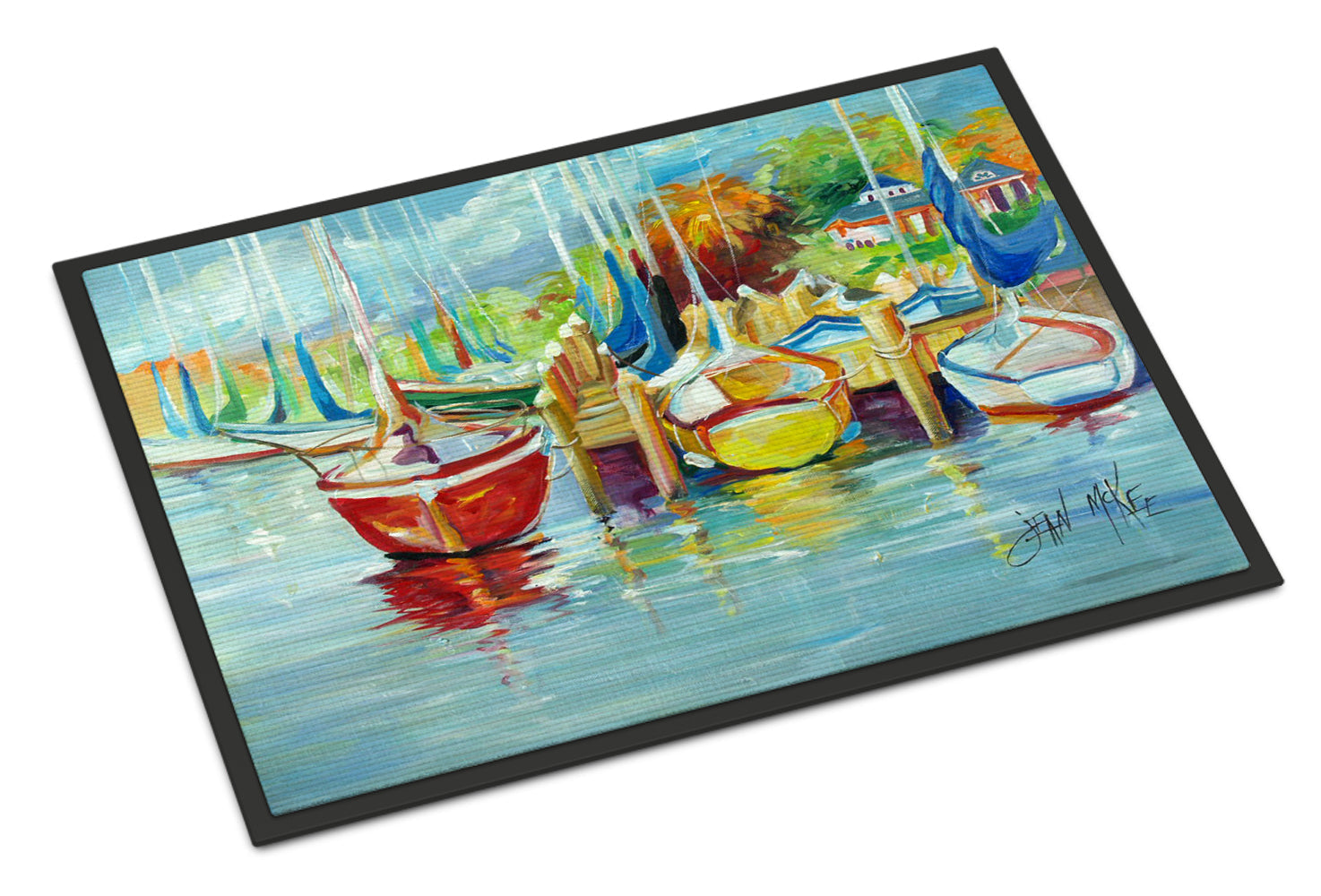 On the Dock Sailboats Doormat Indoor Outdoor 24H X 36W Front Door Mat Rugs for Entryway, Non Slip Washable Low Pile,