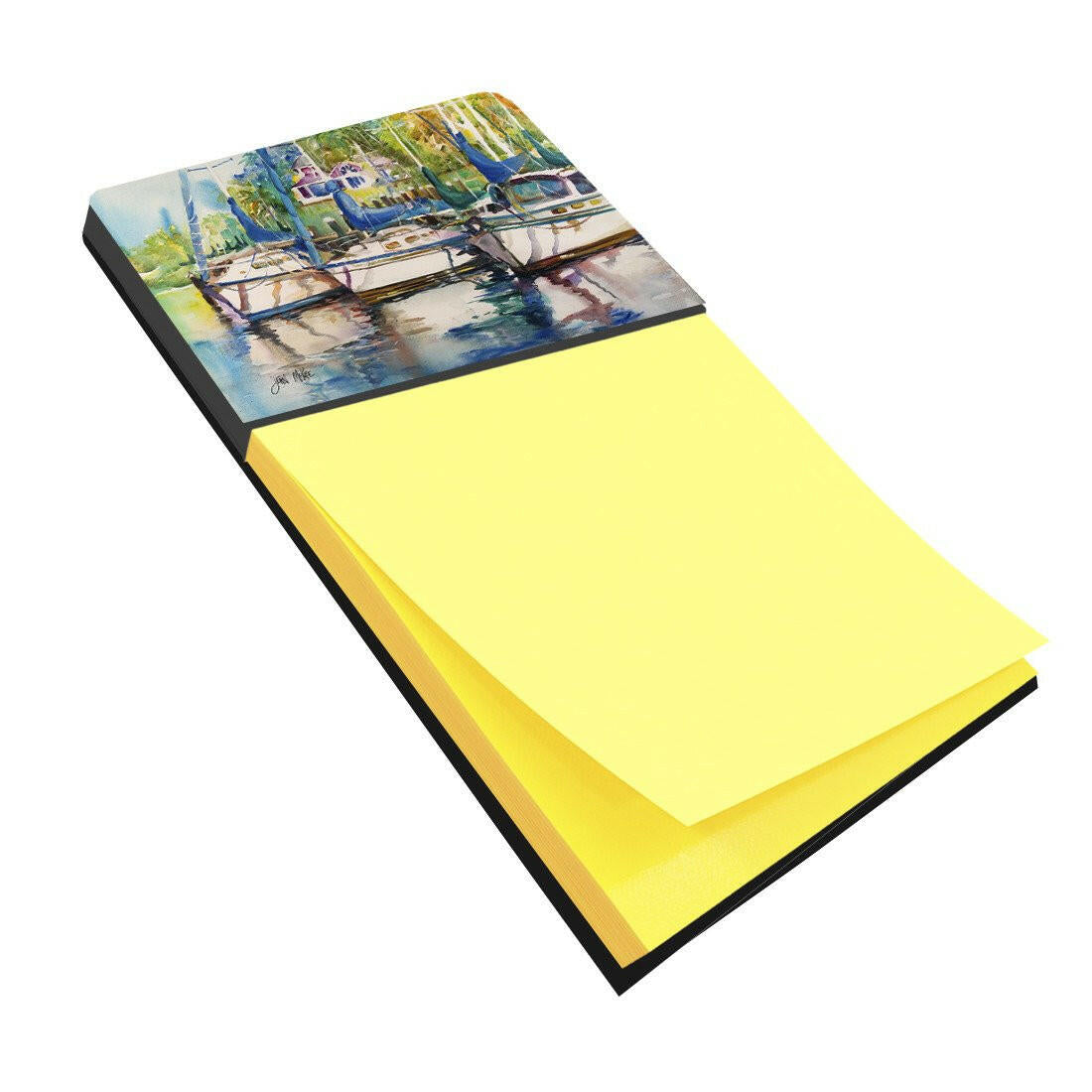 Safe Harbour Sailboats Watercolor Sticky Note Holder Refillable Dispenser Desk Accessory 3x3 Pad Gift