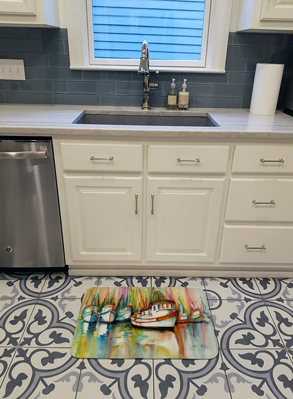 Shrimp Fleet Memory Foam Kitchen Mat Machine Washable Anti-Fatigue Cushion Comfort Bath or Kitchen Rug
