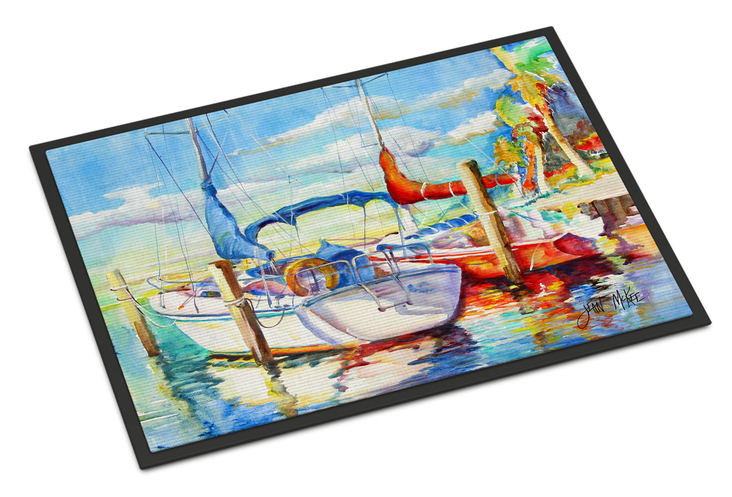 Towering Q Sailboat Doormat Indoor Outdoor 24H X 36W Front Door Mat Rugs for Entryway, Non Slip Washable Low Pile,