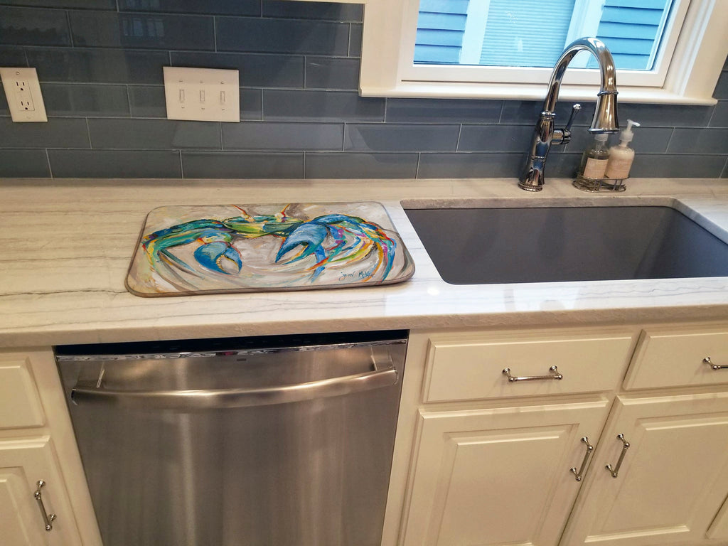 Blue Crab Dish Drying Mat Absorbent Dish Drying Mat Pad for Kitchen Counter Dish Drainer Mat for Countertop, 14 x 21", Multicolor