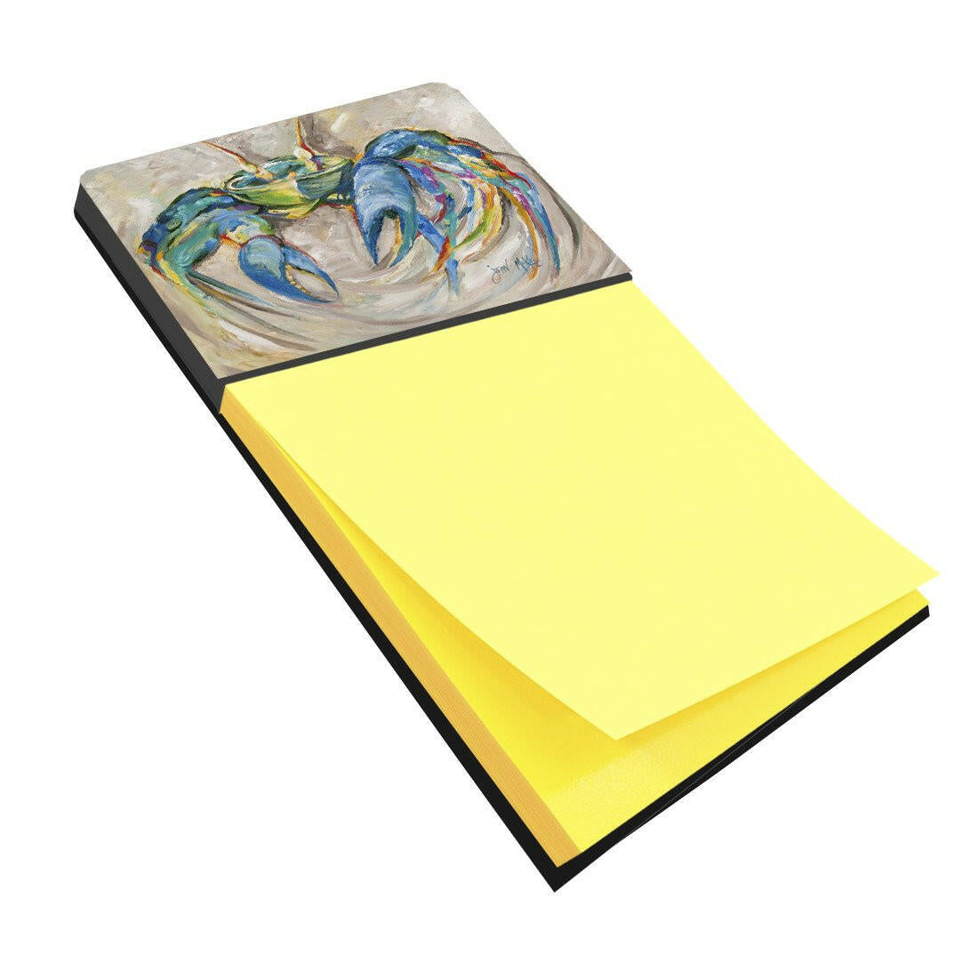 Blue Crab Watercolor Sticky Note Holder Refillable Dispenser Desk Accessory 3x3 Pad Gift