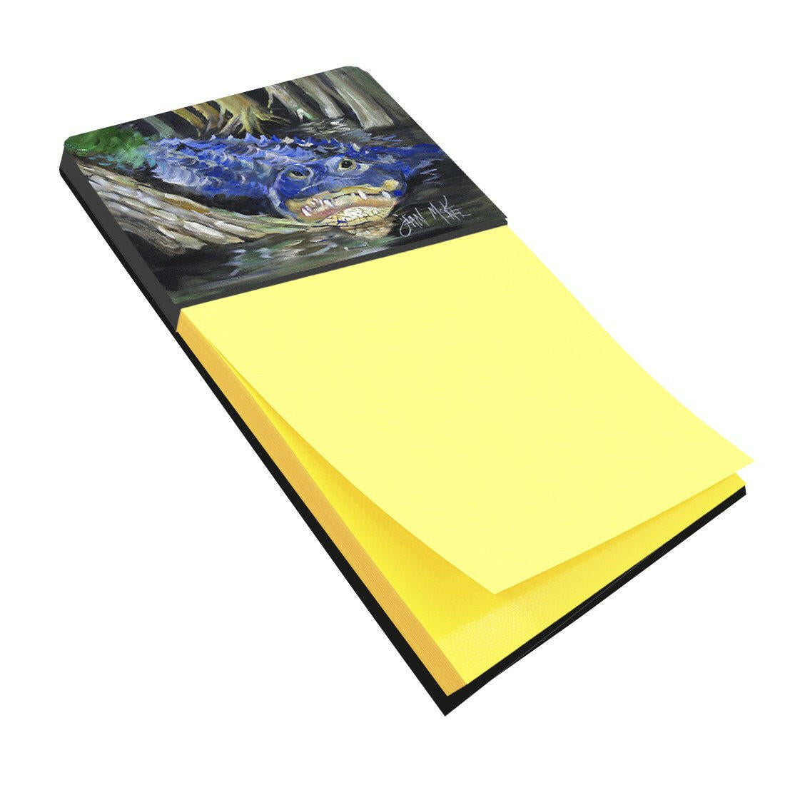 Blue Alligator Watercolor Sticky Note Holder Refillable Dispenser Desk Accessory 3x3 Pad Gift