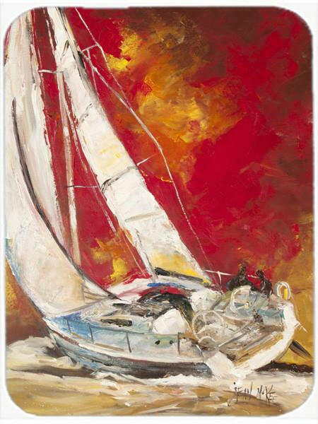 Red Sailboat Cutting Board Tempered Glass Kitchen Cutting Surface, Heat Resistant Chopping, Non-Slip Feet, Food Prep & Serving