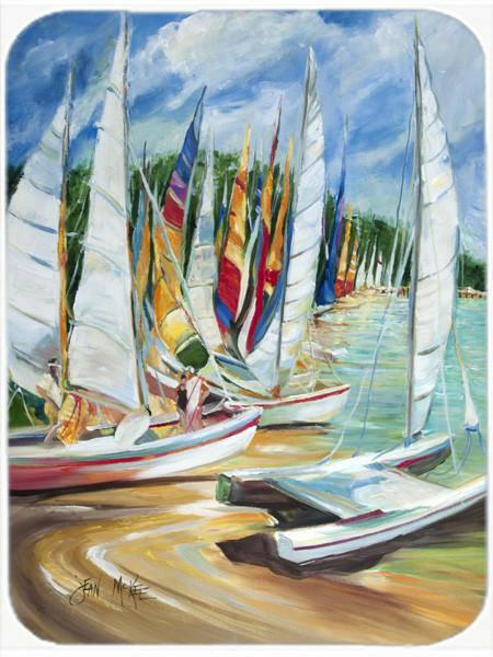 Eastern Shore Sailboats Cutting Board Tempered Glass Kitchen Cutting Surface, Heat Resistant Chopping, Non-Slip Feet, Food Prep & Serving
