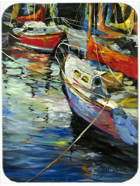 Boat Talk Sailboats Cutting Board Tempered Glass Kitchen Cutting Surface, Heat Resistant Chopping, Non-Slip Feet, Food Prep & Serving