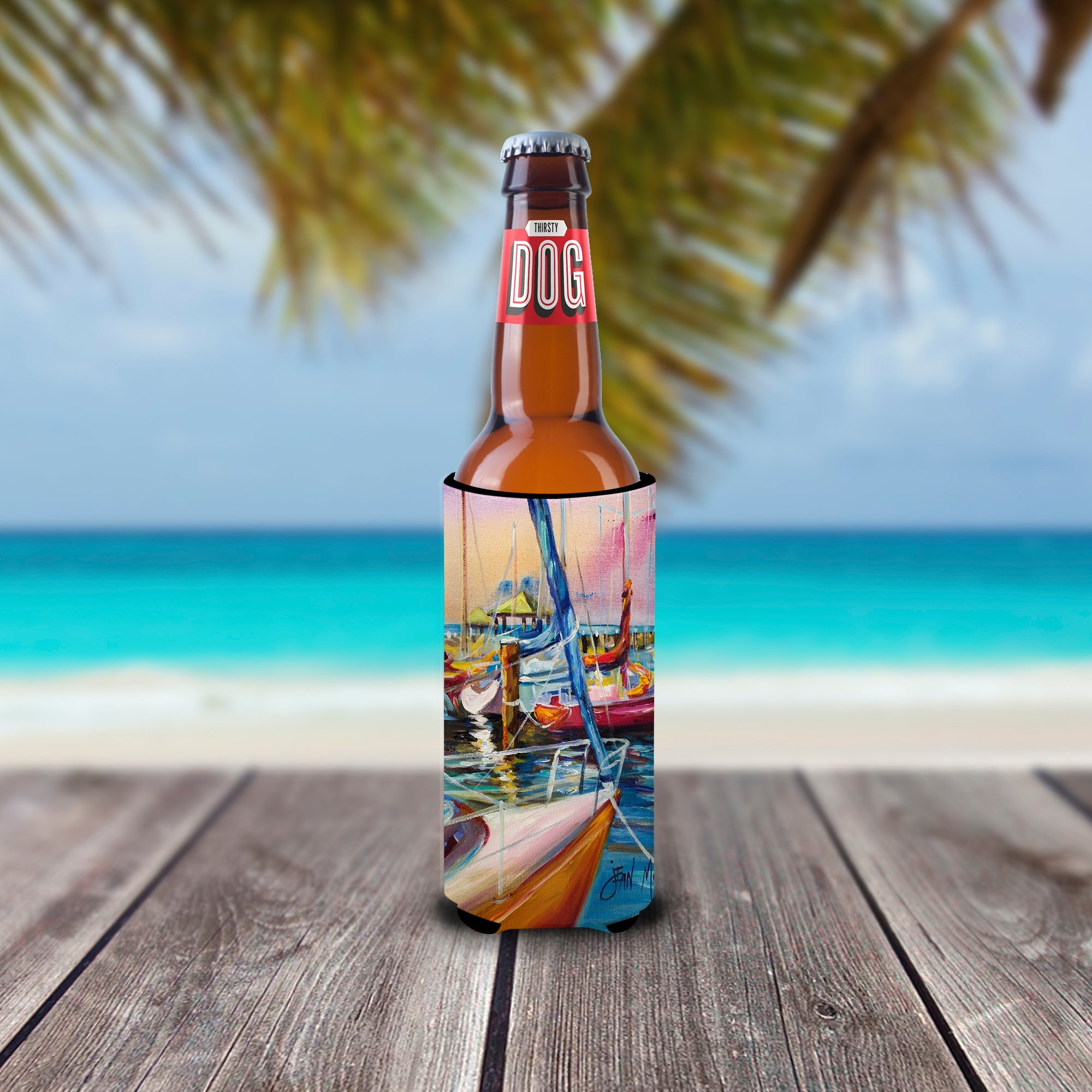 Purple Sailboats Slim Can Hugger , Insulated Foam Hugger for 12 oz Slim Cans, Beer Bottles & Water Bottles, Printed in USA
