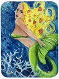 Blonde Mermaid Cutting Board Tempered Glass Kitchen Cutting Surface, Heat Resistant Chopping, Non-Slip Feet, Food Prep & Serving