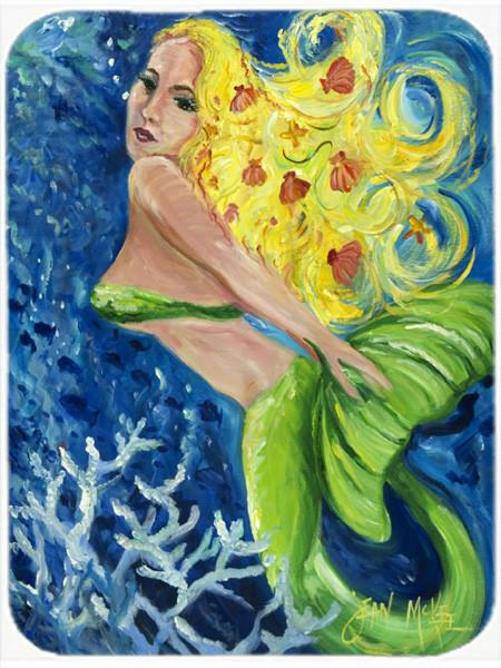 Blonde Mermaid Cutting Board Tempered Glass Kitchen Cutting Surface, Heat Resistant Chopping, Non-Slip Feet, Food Prep & Serving