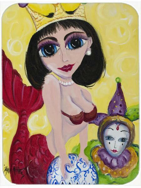 Mardi Gras Queen Mermaid Cutting Board Tempered Glass Kitchen Cutting Surface, Heat Resistant Chopping, Non-Slip Feet, Food Prep & Serving