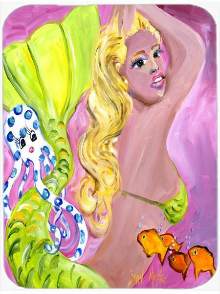 Pink Mermaid Cutting Board Tempered Glass Kitchen Cutting Surface, Heat Resistant Chopping, Non-Slip Feet, Food Prep & Serving
