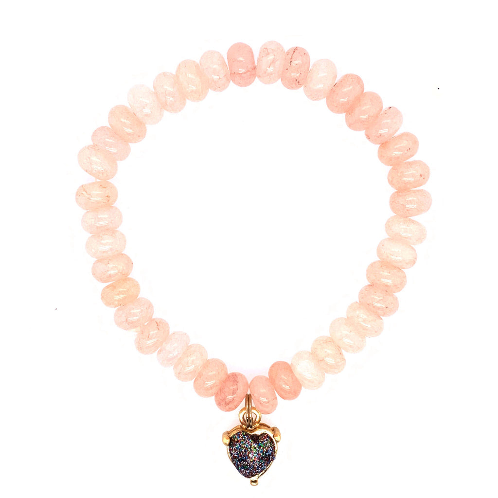 Rose Quartz Bracelet with Fairy Tale Heart Charm