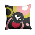 Retro Dots Bull Terrier Decorative Throw Pillow 14x14 Indoor Outdoor Accent Cushion, Fabric Cover with Insert for Sofa, Bed, Porch & Living Room