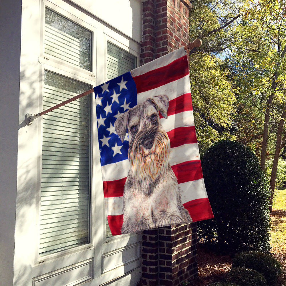 USA American Flag with Schnauzer House Flag 28x40 Porch Sleeve Pole Decorative Outside Yard Banner Artwork Wall Hanging, Polyester