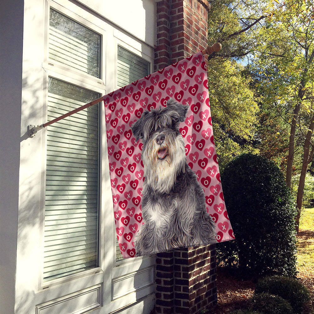 Hearts Love and Valentine's Day Schnauzer House Flag 28x40 Porch Sleeve Pole Decorative Outside Yard Banner Artwork Wall Hanging, Polyester