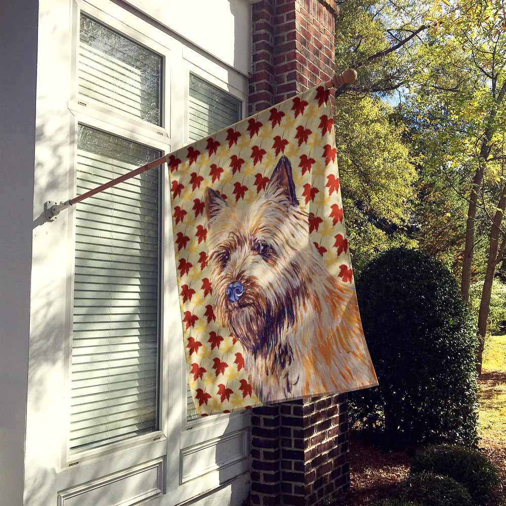 Cairn Terrier Fall Leaves Portrait House Flag 28x40 Porch Sleeve Pole Decorative Outside Yard Banner Artwork Wall Hanging, Polyester