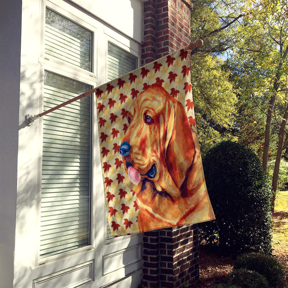 Bloodhound Fall Leaves Portrait House Flag 28x40 Porch Sleeve Pole Decorative Outside Yard Banner Artwork Wall Hanging, Polyester