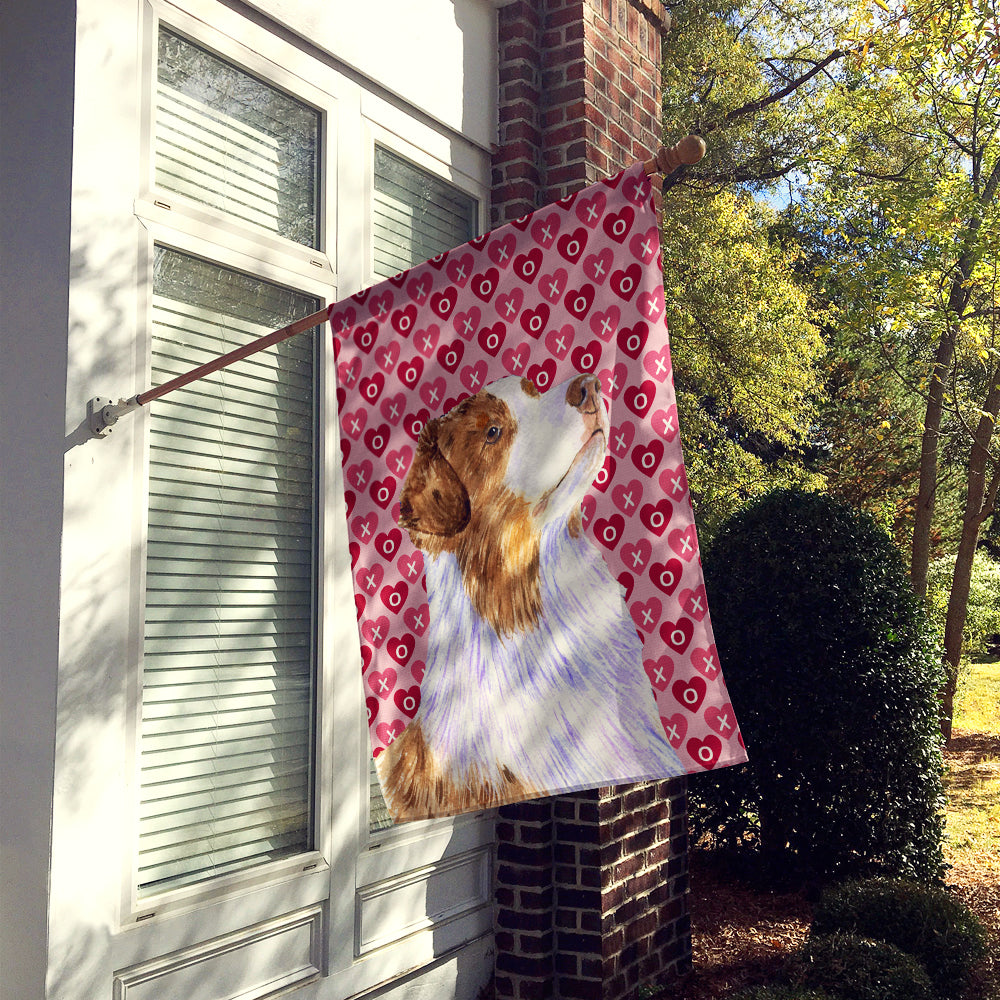 Australian Shepherd Hearts Love Valentine's Day House Flag 28x40 Porch Sleeve Pole Decorative Outside Yard Banner Artwork Wall Hanging, Polyester