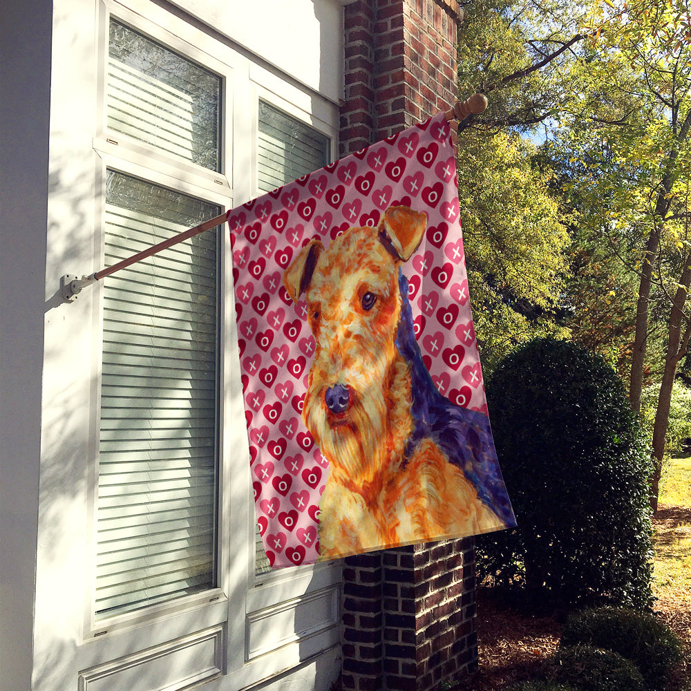 Airedale Hearts Love and Valentine's Day Portrait House Flag 28x40 Porch Sleeve Pole Decorative Outside Yard Banner Artwork Wall Hanging, Polyester