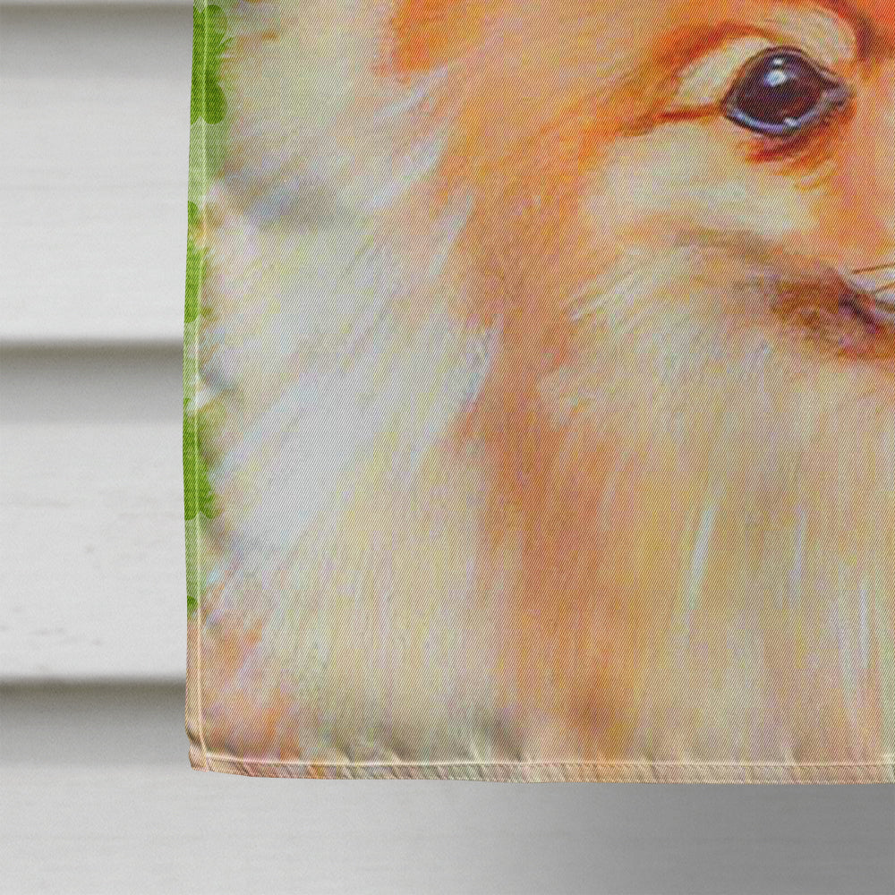 Pomeranian St. Patrick's Day Shamrock Portrait House Flag 28x40 Porch Sleeve Pole Decorative Outside Yard Banner Artwork Wall Hanging, Polyester