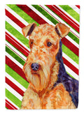 Airedale Candy Cane Holiday Christmas House Flag 28x40 Porch Sleeve Pole Decorative Outside Yard Banner Artwork Wall Hanging, Polyester