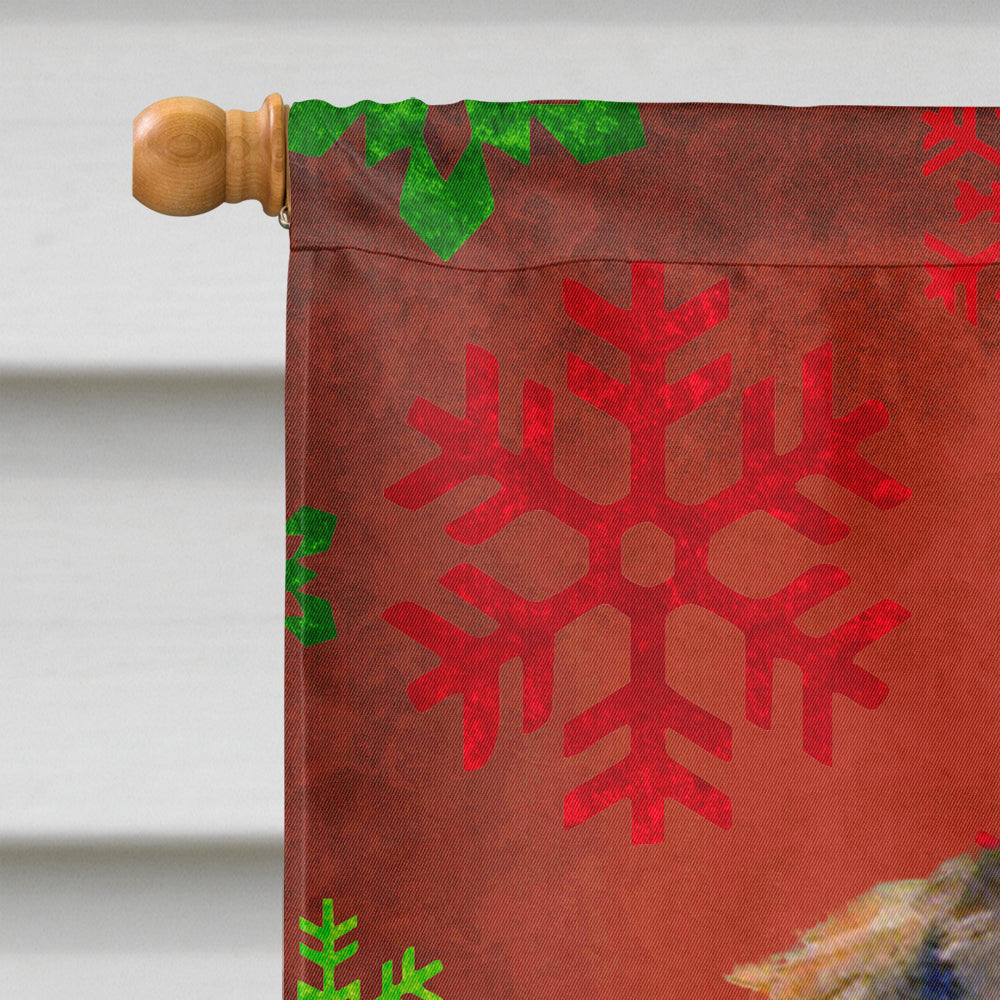 Dachshund Red and Green Snowflakes Holiday Christmas House Flag 28x40 Porch Sleeve Pole Decorative Outside Yard Banner Artwork Wall Hanging, Polyester