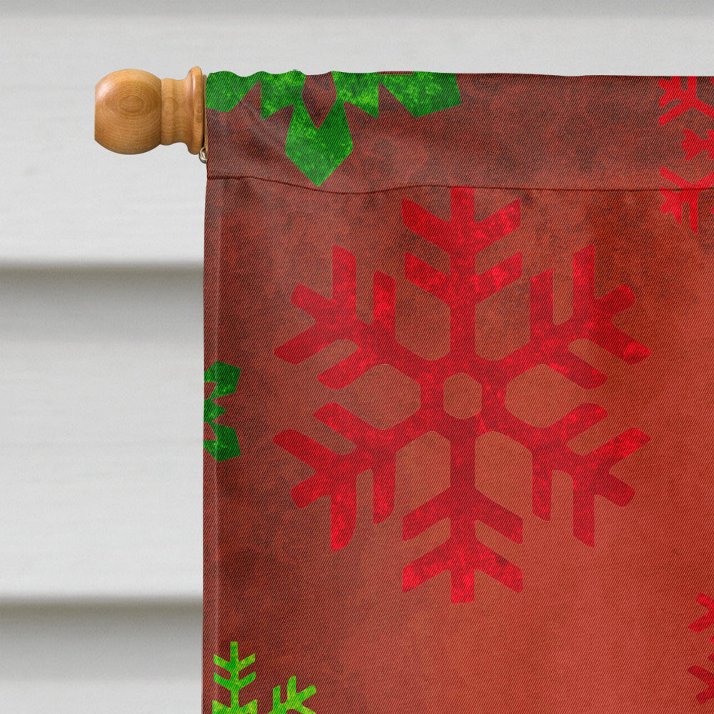 Chinese Crested Red and Green Snowflakes Holiday Christmas House Flag 28x40 Porch Sleeve Pole Decorative Outside Yard Banner Artwork Wall Hanging, Polyester