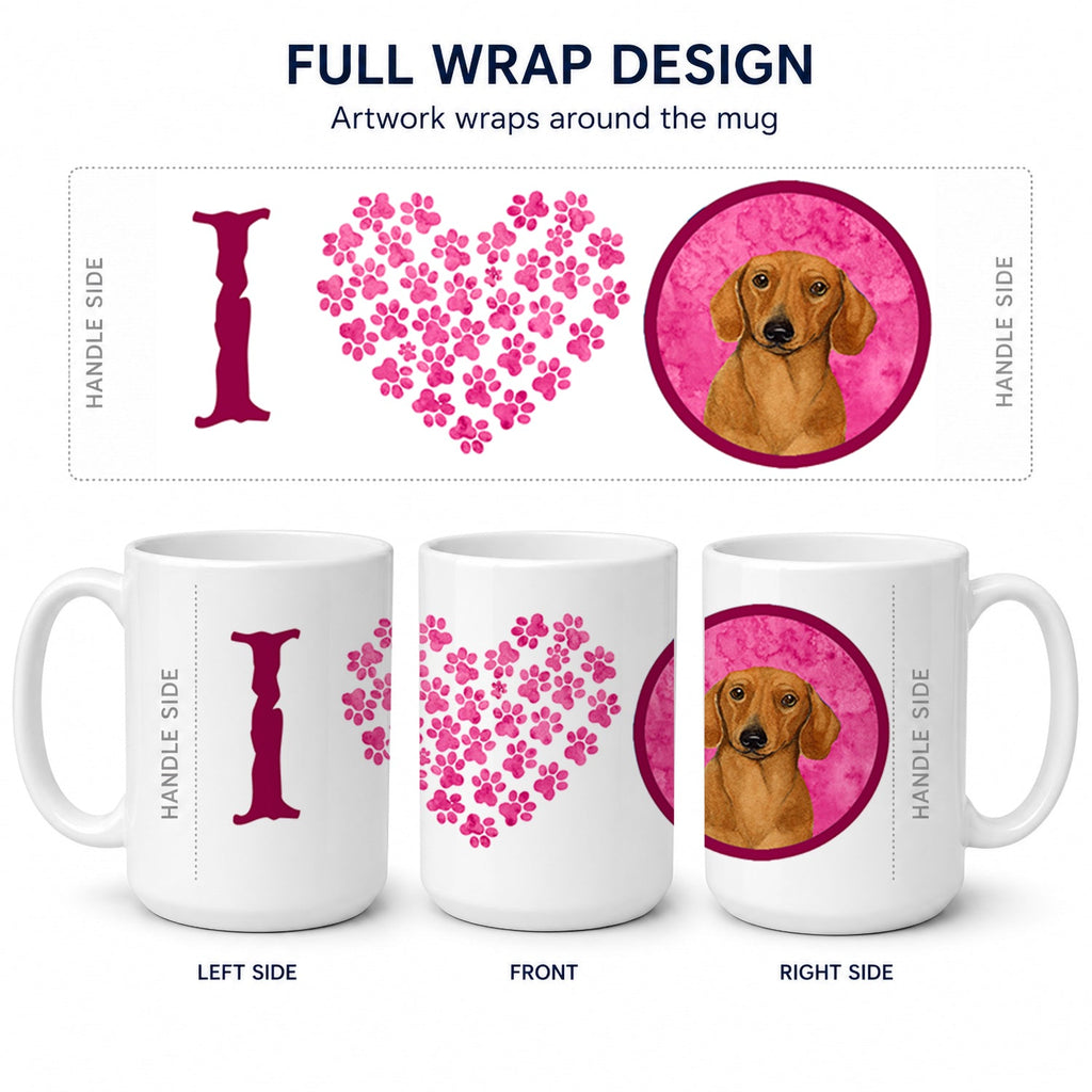 Pink Dachshund Ceramic Coffee Mug 15 oz Decorative Large C Handle Mug Cup for Tea, Cocoa Hot Chocolate